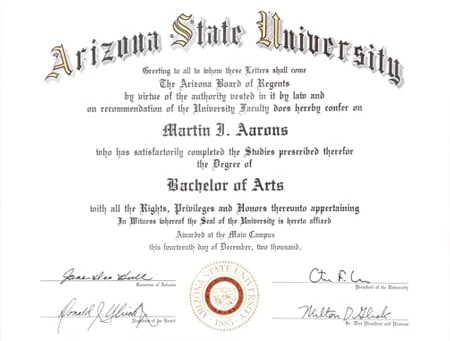 Arizona State University degree